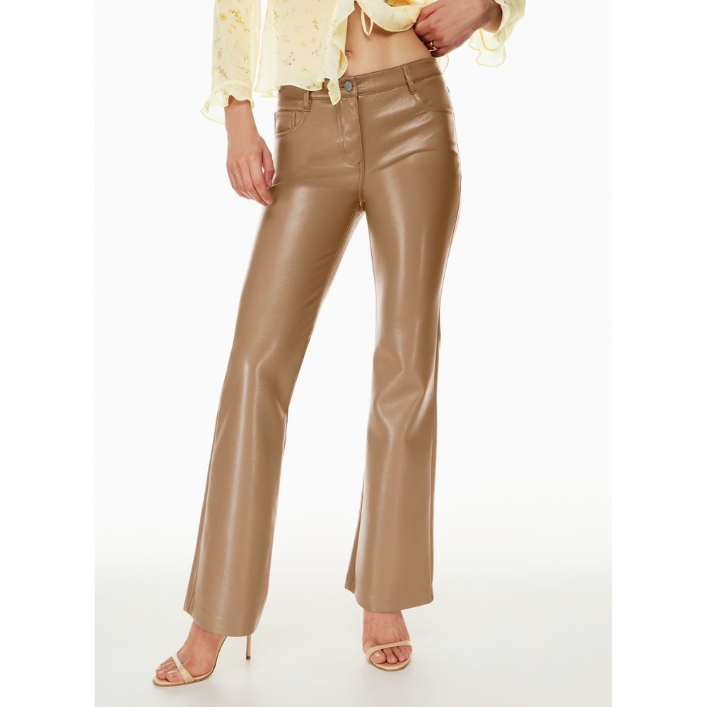 Wilfred Aritzia Melina Flare Faux Leather Pants Taupe Brown Size 16 79493